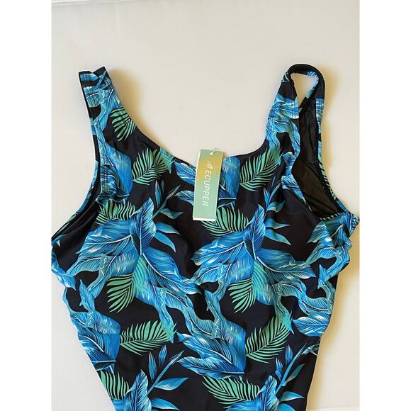 NWT Ecupper Women U Neck One Piece Swimsuit Size 14 - Picture 4 of 6